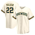 Milwaukee Brewers #22 Christian Yelich White Fotopoulosg Home Replica Jersey