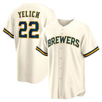Milwaukee Brewers #22 Christian Yelich White Fotopoulosg Home Replica Jersey