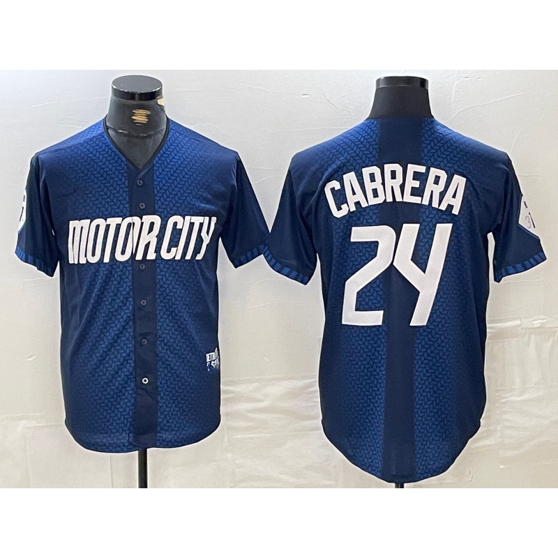 Detroit Tigers #24 Miguel Cabrera Navy Fotopoulosg 2024 City Connect Cool Base Limited Stitched Jersey
