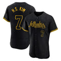 Atlanta Braves #7 Ha-Seong Kim Player Black Fotopoulosg Snake Skin City Limited Elite Home Game Stitched Jerseys