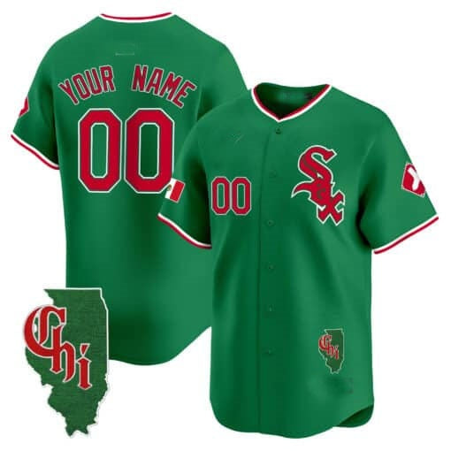 Custom Chicago White Sox Mexico Vapor Premier Limited Jersey ¨C Illinois Patch ¨C Green Fotopoulosg