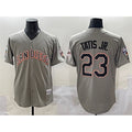 San Diego Padres #23 Fernando Tatis Jr. Gray Fotopoulosg Fashion Throwback With Patch Cool Base Stitched Jersey