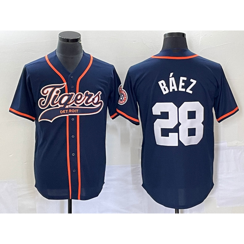 Detroit Tigers #28 Javier B¨¢ez Navy Fotopoulosg Cool Base Stitched Jersey