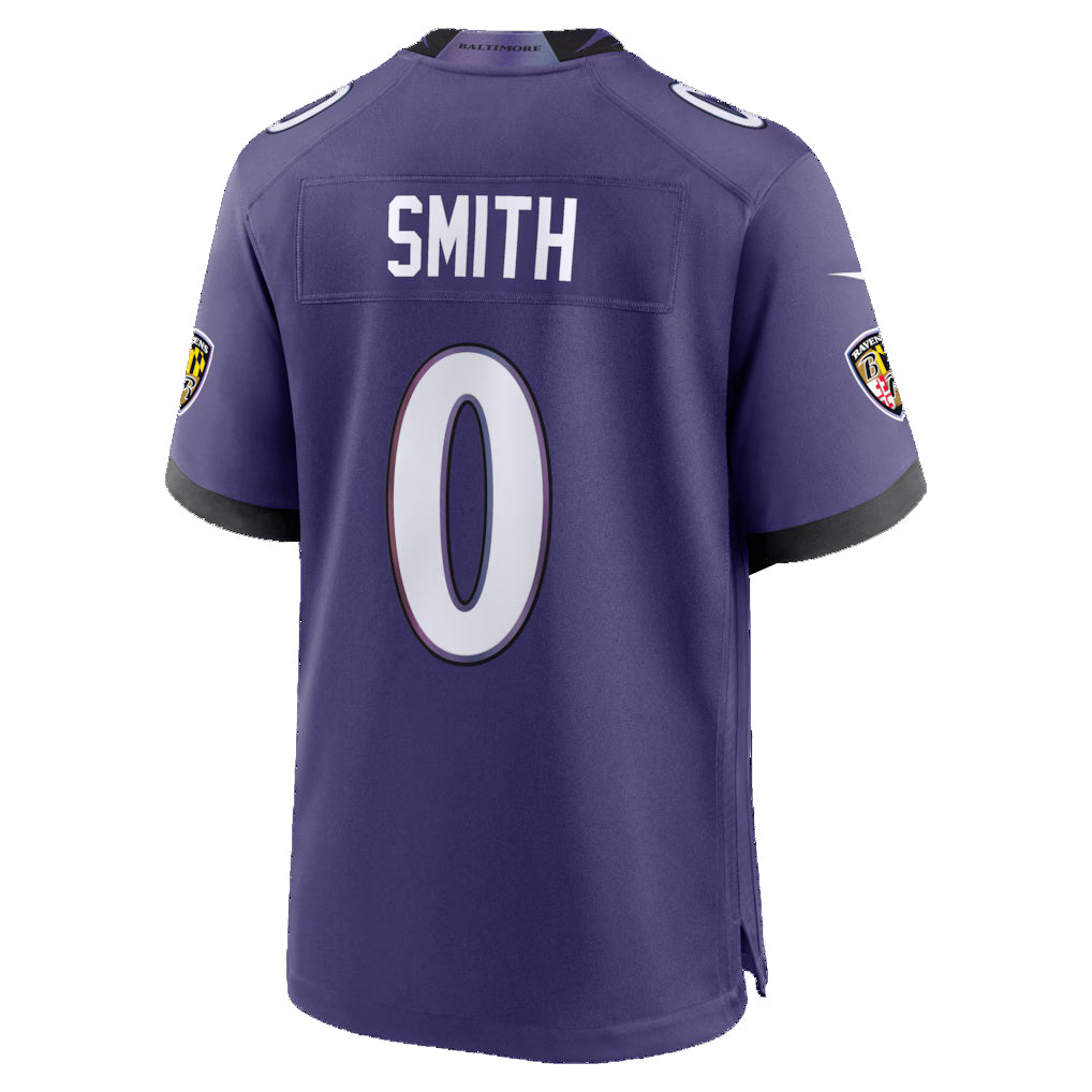 B.Ravens #0 Roquan Smith Purple Fotopoulosg Team Game Jersey 2