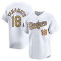 Los Angeles Dodgers #18 Yoshinobu Yamamoto White Fotopoulosg 2025 Gold Collection Limited Stitched Jersey