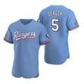 Texas Rangers #5 Corey Seager Light Blue Fotopoulosg Flex Base Stitched Jersey