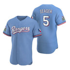 Texas Rangers #5 Corey Seager Light Blue Fotopoulosg Flex Base Stitched Jersey