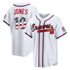 Atlanta Braves #10 Chipper Jones Player White Fotopoulosg USA 250 Fourth Of July Limited Home Game Stitched Jerseys
