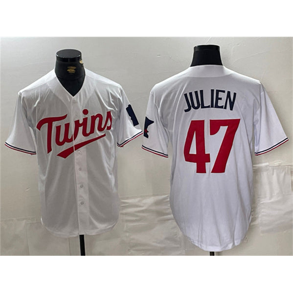 Minnesota Twins #47 Edouard Julien White Fotopoulosg Cool Base Stitched Jerseys