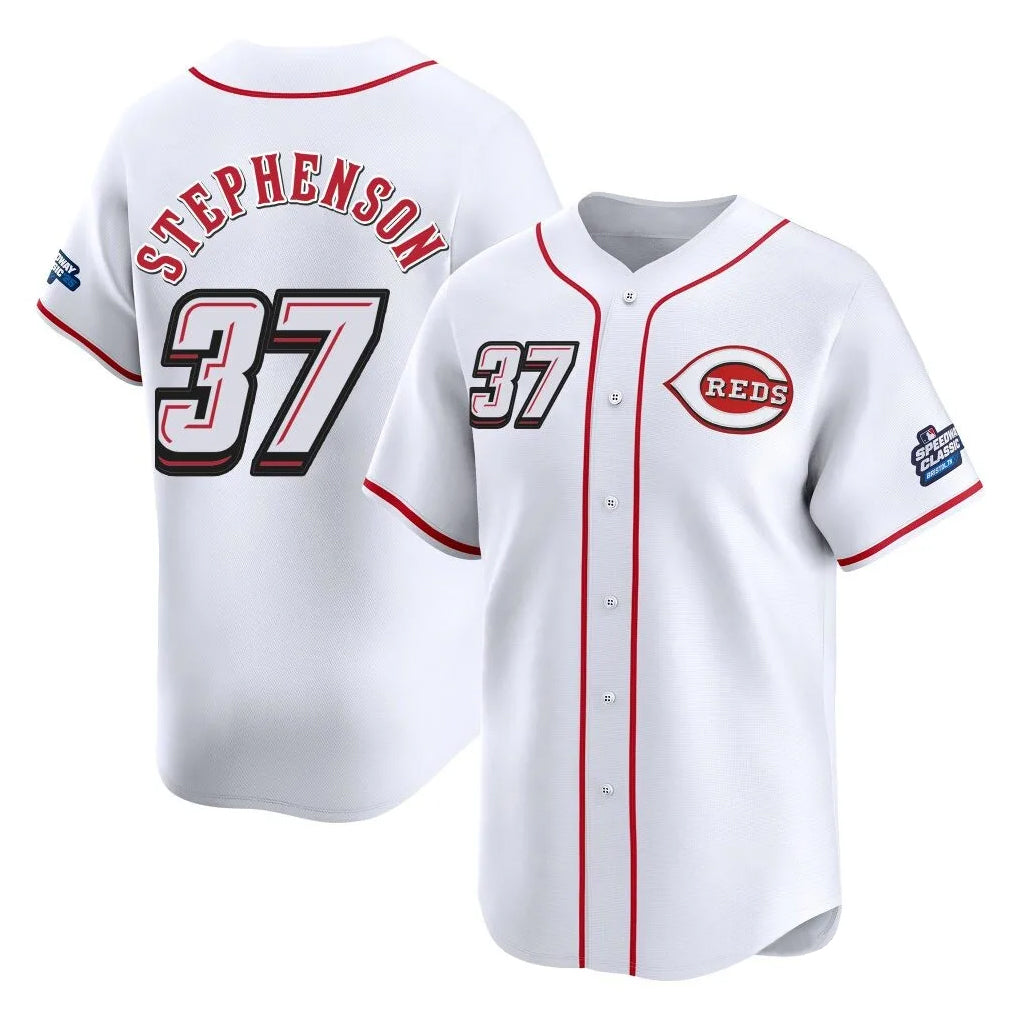 Cincinnati Reds #37 Tyler Stephenson Player White Fotopoulosg Speedway Classic Home Limited Stitched Jerseys