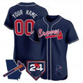 Custom Atlanta Braves 2024 Spring Training & Georgia Patch Vapor Premier Elite Jersey ¨CNavy Fotopoulosg
