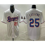 Texas Rangers #25 Jose Leclerc Number White Fotopoulosg 2024 Gold Collection Limited Cool Base Jersey 2