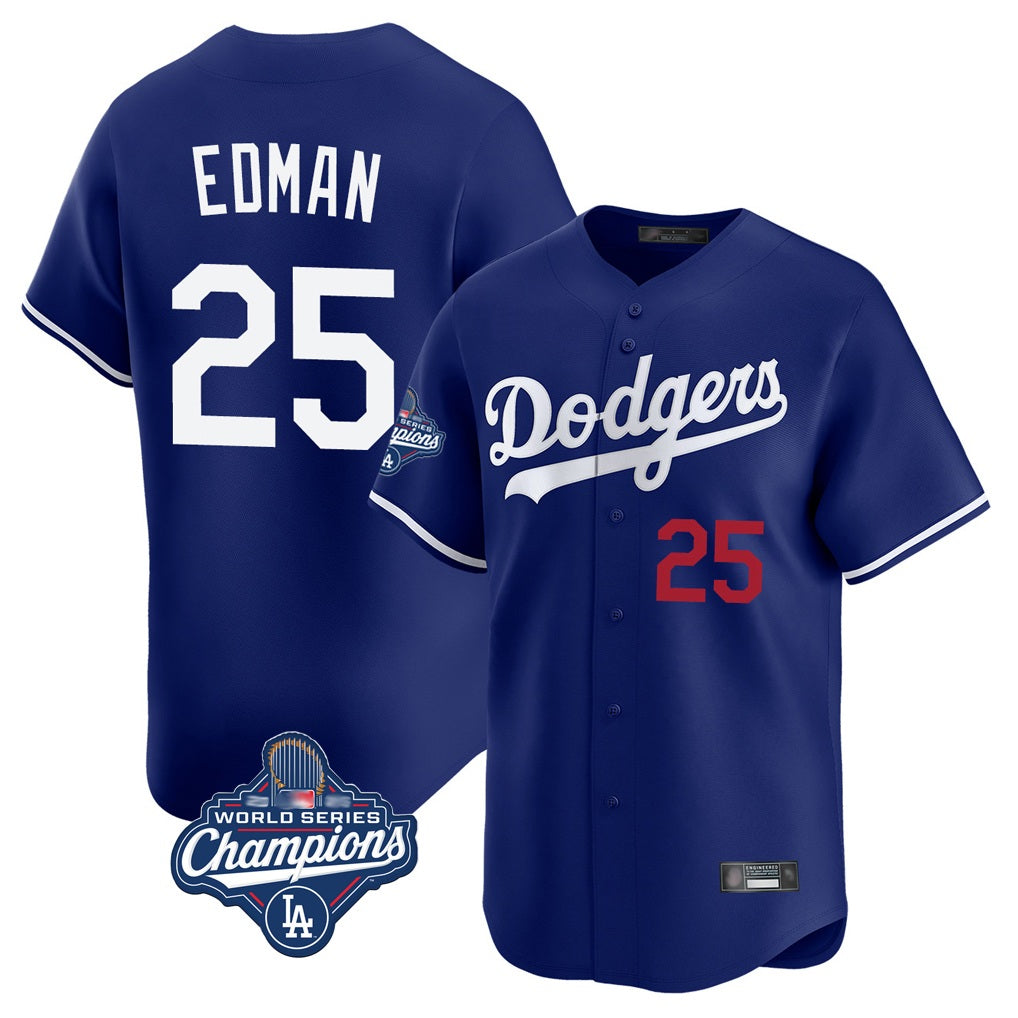 Los Angeles Dodgers #25 Tommy Edman Player Royal Fotopoulosg World Series Meet Limited Home Stitched Jerseys