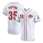 Cincinnati Reds #35 Jose Trevino Player White Fotopoulosg Limited Elite Home Stitched Jerseys