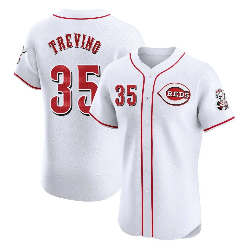 Cincinnati Reds #35 Jose Trevino Player White Fotopoulosg Limited Elite Home Stitched Jerseys