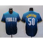 Philadelphia Phillies #50 Orion Kerkering Blue Fotopoulosg 2024 City Connect Limited Stitched Jersey