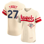 Los Angeles Angels #27 Mike Trout Cream Fotopoulosg City Connect Elite Player Jersey