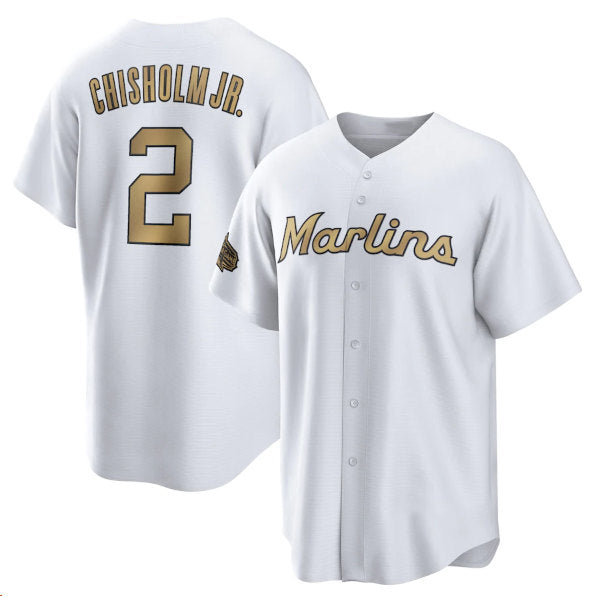 Miami Marlins #2 Jazz Chisholm Jr. White Fotopoulosg 2022 All-Star Cool Base Stitched Jersey
