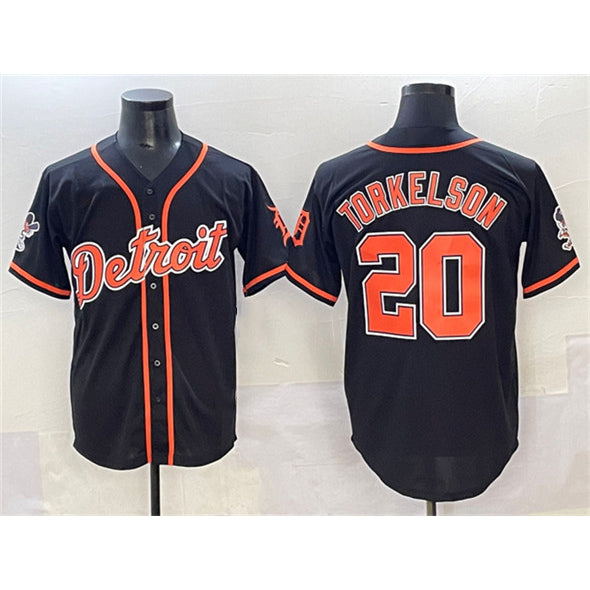 Detroit Tigers #20 Spencer Torkelson Black Fotopoulosg With Patch Cool Base Stitched Jersey