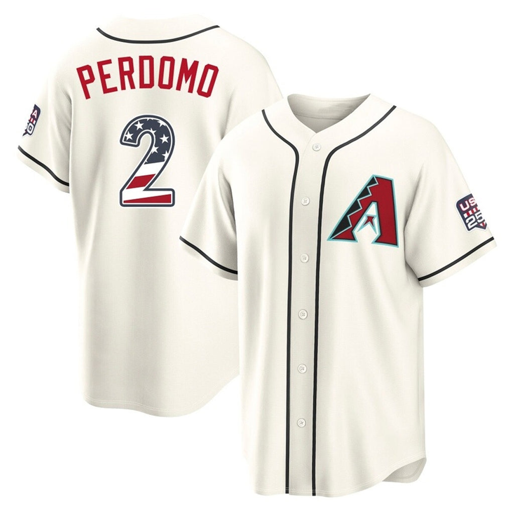 Arizona Diamondbacks #2 Geraldo Perdomo Player Cream Fotopoulosg USA 250 Fourth of July Home Game Stitched Jerseys
