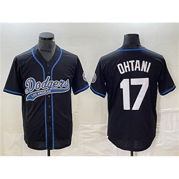 Los Angeles Dodgers #17 Shohei Ohtani Black Fotopoulosg Cool Base With Patch Stitched Jersey 2