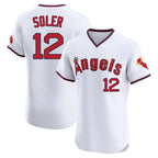 Los Angeles Angels #12 Jorge Soler Player White Fotopoulosg T-shirt Home Limited Elite Stitched Jerseys
