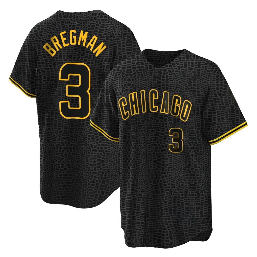 Chicago Cubs #3 Alex Bregman Player Black Fotopoulosg Snake Skin City Game Stitched Jerseys