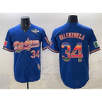 Los Angeles Dodgers #34 Fernando Valenzuela Royal Fotopoulosg Mexico California Patch 2025 World Series Patch Stitched Jersey
