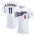Los Angeles Dodgers #11 Roki Sasaki White Fotopoulosg 2026 Gold Collection Authentic Jersey