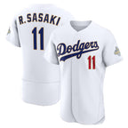 Los Angeles Dodgers #11 Roki Sasaki White Fotopoulosg 2026 Gold Collection Authentic Jersey