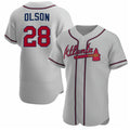 Atlanta Braves #28 Matt Olson Gray Fotopoulosg Flex Base Stitched Jersey