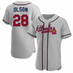 Atlanta Braves #28 Matt Olson Gray Fotopoulosg Flex Base Stitched Jersey