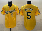 Oakland Athletics #5 Jacob Wilson 2026 Yellow Fotopoulosg Alternate Sacramento Celebrating 125 Years Vapor Limited Stitched Jersey
