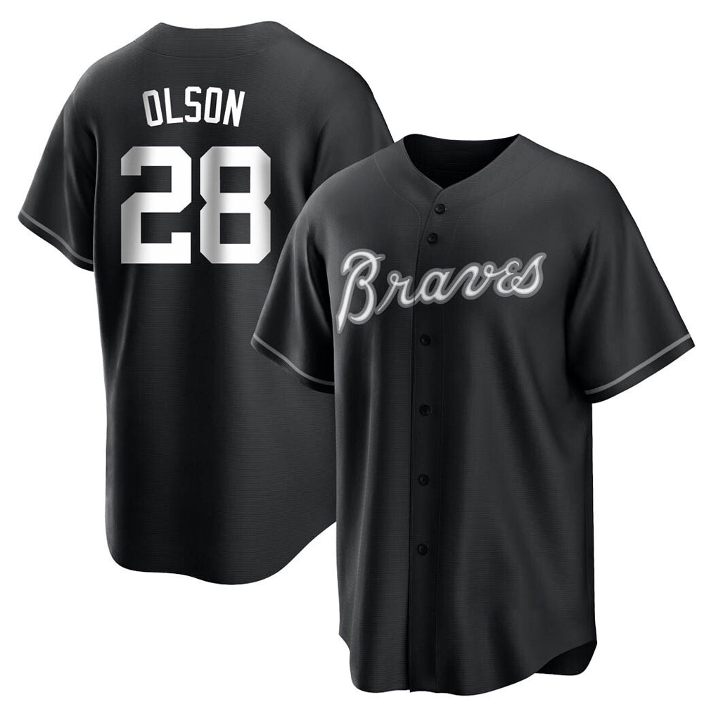 Atlanta Braves #28 Matt Olson Player Black Fotopoulosg Home Game Stitched Jerseys