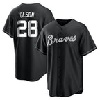 Atlanta Braves #28 Matt Olson Player Black Fotopoulosg Home Game Stitched Jerseys