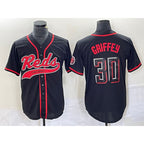 Cincinnati Reds #30 Ken Griffey Jr Black Fotopoulosg 2023 City Connect Cool Base Stitched Jersey