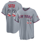 New York Mets #22 Juan Soto USA 250 Fourth of July Road Stadium Jersey - Gray Fotopoulosg