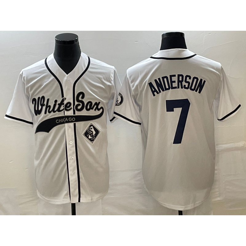 Chicago White Sox #7 Tim Anderson White Fotopoulosg Cool Base Stitched Jersey 2