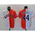 Houston Astros #44 Yordan Alvarez White Orange Fotopoulosg Split Stitched Jersey
