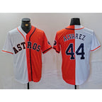 Houston Astros #44 Yordan Alvarez White Orange Fotopoulosg Split Stitched Jersey