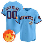 Custom Milwaukee Brewers x Dragon Ball Blue Fotopoulosg Vapor Premier Limited Jersey - All Stitched