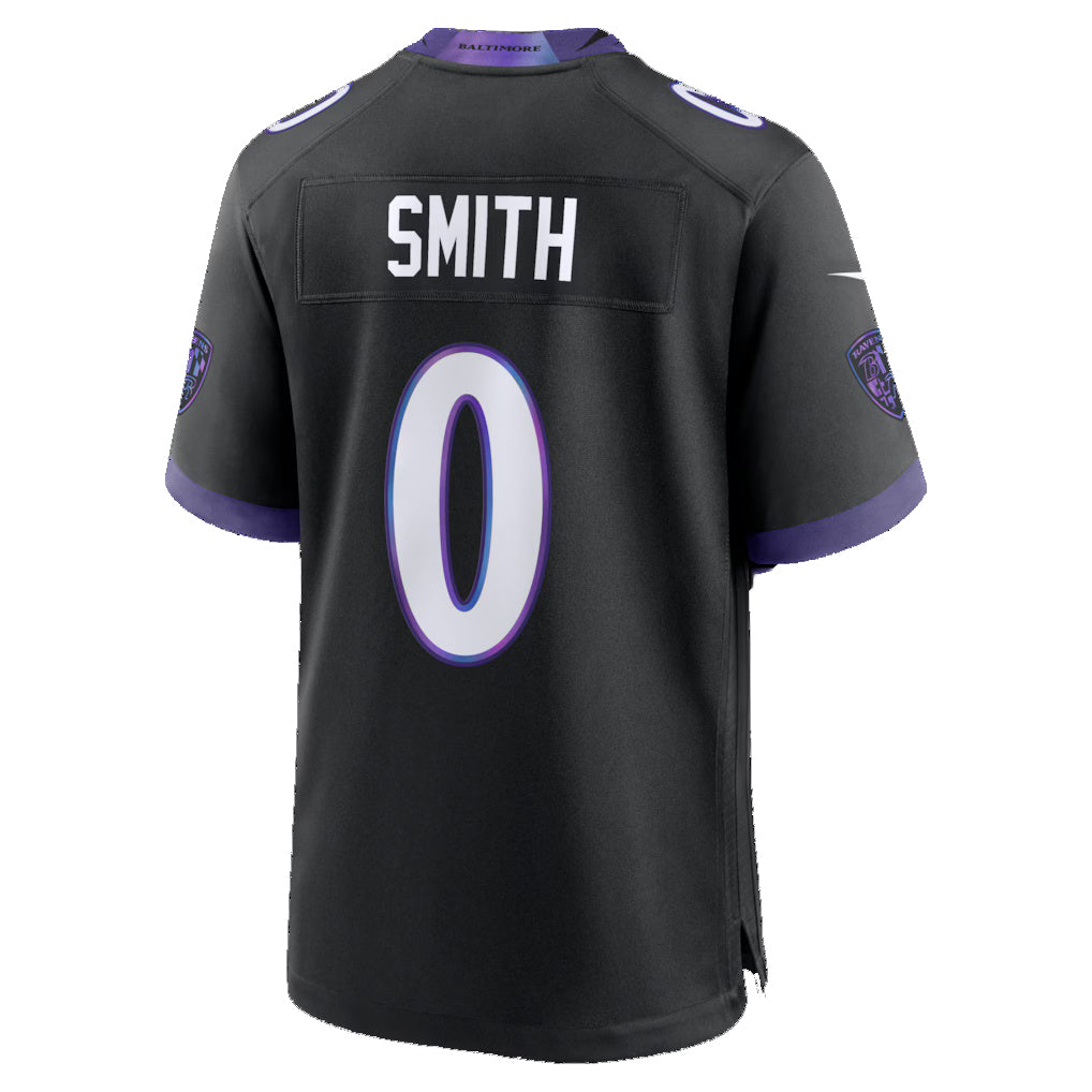 B.Ravens #0 Roquan Smith Black Fotopoulosg Alternate Game Jersey