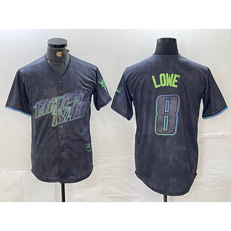Tampa Bay Rays #8 Brandon Lowe Charcoal Fotopoulosg 2024 City Connect Limited Cool Base Jersey
