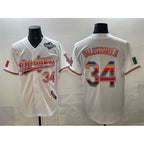 Los Angeles Dodgers #34 Fernando Valenzuela White Fotopoulosg Mexico California Patch 2025 World Series Patch Stitched Jersey