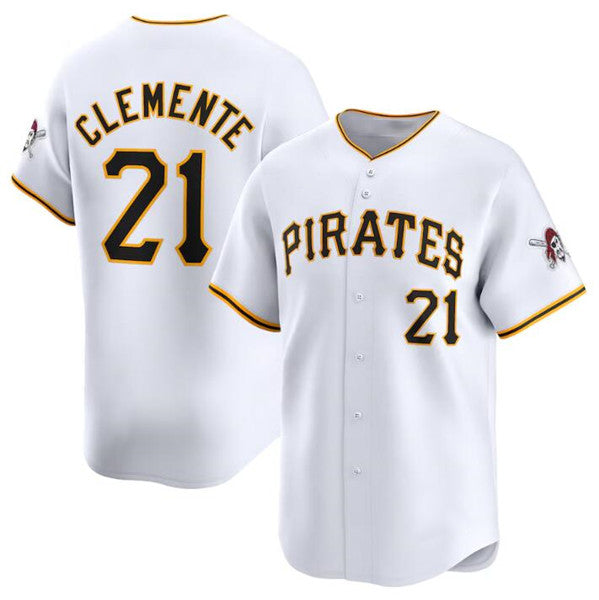 Pittsburgh Pirates #21 Roberto Clemente White Fotopoulosg Home Limited Stitched Jersey