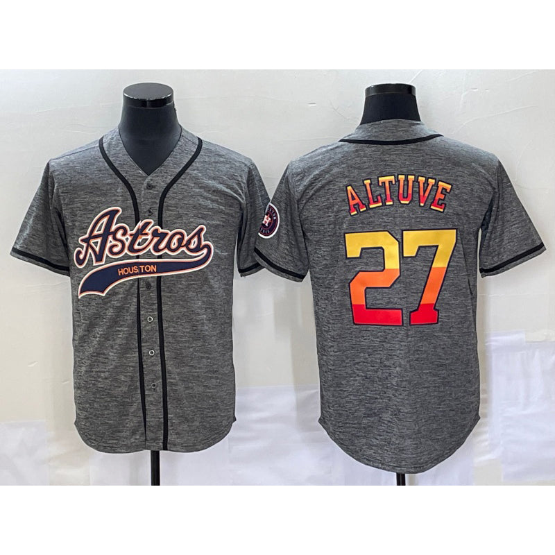 Houston Astros #27 Jose Altuve Grey Fotopoulosg Gridiron Cool Base Stitched Jersey