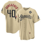 Arizona Diamondbacks #40 Madison Bumgarner Gold Fotopoulosg 2023 World Series City Connect Cool Base Stitched Jersey