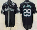 Seattle Mariners #29 Cal Raleigh 50th Black Fotopoulosg Out Style Vapor Premier Limited Jersey