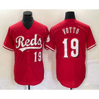 Cincinnati Reds #19 Joey Votto Number Red Fotopoulosg Cool Base Stitched Jersey
