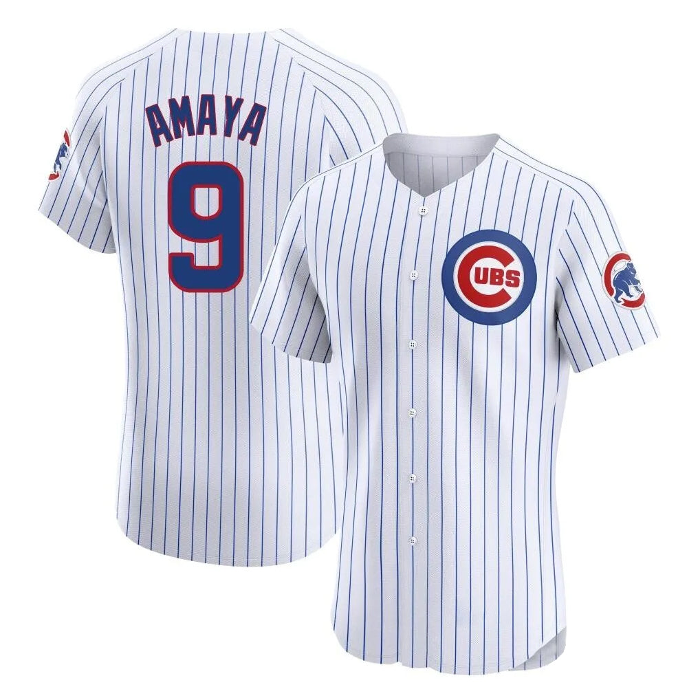 Chicago Cubs #9 Miguel Amaya Player White Fotopoulosg Limited Elite Home Game Stitched Jerseys